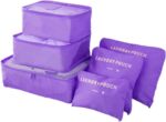 7 pc / 6 pc Travel Oraganizer Packing cubes kit, Sapace Saver Multi use Bag for Men and Women, Clothes packing cubes for travel, Cupboard Oraganizer cubes (6 POUCH-PURPLE) - Image 2