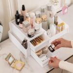 ALOXE Premium Large Makeup Organisers | Upgraded Storage Box and Organiser with Drawers for Dressing Table, Skincare, Makeup Storage & Accessories (White) - Image 2