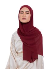 AN NISA - Deep Red Chiffon Hijab/Scarf/Dupatta/Neck Wrap (Size - 180 * 70cm) - Image 2