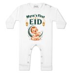 ARVESA My First Eid Baby Girl Jumpsuit Cotton 0–12 Months Design No 2130 My First Eid - Image 2