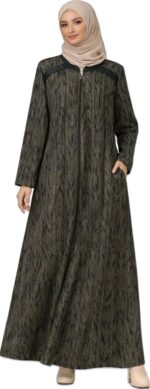 "Adh Dhuha" Women's Printed Long Abaya Dress with Hood & Front Zip | Full-Length Modest Wear | Cotton Blend Maxi Dress with Pockets - Image 2