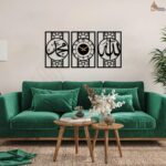 Allah Muhammad Metal Wall Clock | Arabic Number Wall Clock | Modern Islamic Wall Art Decor for Home Decor | Muslim Gifts | Islamic Metal Wall Art | 40 cm | Black - Image 2