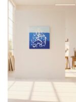 Arabic Calligraphy Canvas Painting, Islamic Wall Art Decor, Blue and White, 8 inch x 8 inch, Without Frame - Image 2