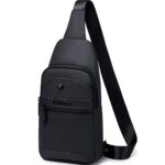 Arctic Hunter Sling Bag for Men Small Crossbody Bag for 8-inch iPad Pocket Water-resistant Slim Chest Bag with Earphone Port Detachable Buckle One Side Shoulder Bag for Travel Daily Casual, Black - Image 2