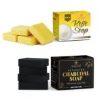 BRALCON Activated Charcoal Soap and Kojic Soap, 4x100g Each, Deep Cleansing Body Soap, Luxury Bar for Brightening and Even Skin Tone, 100g x 8, 8 Soaps - Image 2