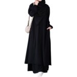 Bashariya Modest Two-Piece Abaya and Skirt Set | Elasticated Sleeves | Premium Firdaus Fabric | Knee-Length Burqa Niqab for Women & Girls - Image 2