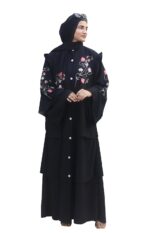Black Abaya Embroidery Work Stylish Burkha For Women Elegant Modest Wear Islamic Naqab (Black) - Image 2