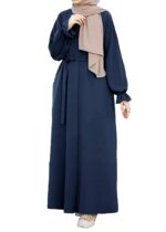 Blue Plain Abaya Burqa For Women Without Dupatta Islamic Naqab Stylish Dubai Abaya Fashion - Image 2