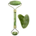 Brixella Jade Roller & Gua Sha Facial Massager – Natural Himalayan Stone Face Roller for Skin Care, Anti-Aging, Wrinkle Reduction & Serum Application | Relaxing Face & Neck Massage Tool (Green) - Image 2