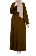 Brown Plain Abaya Burqa For Women Without Dupatta Islamic Naqab Stylish Dubai Abaya Fashion - Image 2