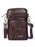 CHIMERA Pure Leather Mini Cross body Small Mobile Sling Bag | Cell Phone Waist Pouch | Croco Texture for Men and Women - Image 2