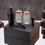 Car-O-Bar Black Bar Set with Glasses Gift Set | 5 Pieces Bartender Kit:Cocktail Shaker, Jigger,Ice Tong, Set of 2 Cocktail Sippers - Image 2
