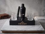 Car-O-Bar Black Bar Set with Glasses Gift Set | 7 Pieces Bartender Kit:Cocktail Shaker, Jigger,Ice Tong, Set of 4 Rotating Whiskey Glasses - Image 2