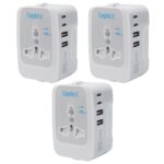 Ceptics Travel Adapter India to Europe, USA, UK, Australia, Africa, Chile, Italy, UAE & World Travel Plug Adapter, Safe Compact & Powerful USB Adapter (Universal Travel Adapter with Type C, 3-Pack) - Image 2
