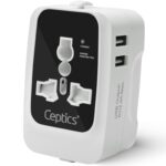 Ceptics Universal Travel Adapter All in One, International Travel Adapter for EU, US, UK and More, Type A, C, G, I Output and Universal Input with 2X USB-A (2.4A), CE and RoHS Certified – Black/Grey - Image 2