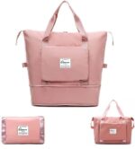 Cherryland Oxford Fabric Large Capacity Travel Bag, Foldable Travel Bag, Expandable Travel Duffel Bag, Collapsible Waterproof Large Capacity Travel Handbag, Overnight Bag for Women, Pink - Image 2