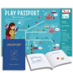 CocoMoco Kids Play Passport for Kids, Geography Educational Toy Activity Kit with Reusable Stickers and World Map, Return Gift for Kids Ages 4-11 Year olds - Image 2