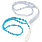 Combo Transparent Tasbeeh 100 Glass Beads Muslim Islamic Salat Prayer Tasbih Mala 16 Inches Long Tasbeeh for Travel Tasbeeh Counter For Unisex Adult (Firozi/Turquoise and Clear) - Image 2