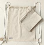Cotton bag/Drawstring Backpack 100% Cotton for Gym,Trekking, & Grocery Shopping | Washable & Reusable, Light weight,Eco-Friendly Recycled (16" h x 14" w), set of 6 - size Small - (S) Beige/White - Image 2