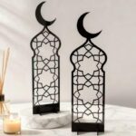 Curious Button 2 Pcs Wooden MDF Table Decor for Ramadan & Eid | Islamic Desktop Ornaments | Table Centerpiece for Home, Office & Gifts | Ramadan Decoration item 11.8 x 3.5 Inch - Image 2