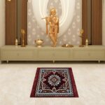 DIOS Traditional Persian Area Rug, Fringed Border, Vintage Pattern, Vira Aasan, Prayer Mat for Pooja Room, Soft Velvet Material Meditation Prayer Mat Size 20 X 20 Inch, Pack of 1 (1, Maroon) - Image 2