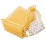 DMS RETAIL Golden Organza Return Gift Bags|Drawstring Pouches for Wedding | Jewellery Pouch Potli Bags | 9X12 CMS (Pack Of 20) - Image 2
