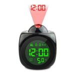 DRAYA DEAL'S Digital LCD Display Colorful Voice Projection Alarm Clock Weather Station LED with Temperature Wake Up Projector Clocks Without Battery - Black - Image 2