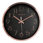 Daniel Hechter Paris Adour Collection Wall Clock, Silent Sweep Non-Ticking, 12 inch(30cm) HD Glass Black Dial, Rose Gold Plastic Frame, 3D Numerals, Modern Decorative Clock for Home & Office - Image 2