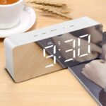 Digital Alarm Clock, LED Display Clock Best Makeup Bedroom Mirror Travel Alarm Office Bedroom Clock, Alarm Clock with Snooze, Dimmer Control, Support Battery Powered - Image 2