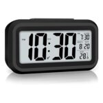 Digital Alarm Clock with Automatic Sensor, LED Display Clock with Date & Temperature, Compact Desk Table Clock for Bedroom, Students, Home & Office, Smart Night Light Alarm Clock (Black) - Image 2