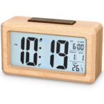 Digital Alarm Clock,Wooden Alarm Clock with Large Display,Digital Clock with Sensor Module,Digital Clock with Snooze Module,12/24 Hours,Date,Temperature Display - Image 2