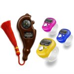 Digital Tally Counter & Wooden Mantra Jaap Machine Combo | 1 Handheld Clicker with Compass + 3 Finger Ring Counters (Transparent Straps) for Tasbih, Pooja, Meditation & General Counting - Image 2