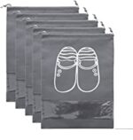 Drawstring Transparent Window Travel Shoe Bag, Portable Shoes Storage Bag Non-Woven Dust Bag Suitable for Men and Women Daily Home Travel, Grey, 32 x 44 cm, Pack of 5 - Image 2