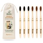 Eco-friendly Bamboo Wooden Toothbrush For Adults Teeth With Activated Charcoal | Soft Bristles | Biodegradable And Sustainable (Pack Of 6) - Image 2