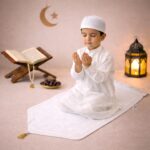 FAF Boy & Girl Janamaz Velvet Prayer Mat | Children Islamic Prayer Rug for Kids (1 to 10) | Soft Thick Namaz Mat, Portable Travel Janemaaz | Mussalla for Home, Mosque & Ramzan, Hajj and Umrah (White) - Image 2