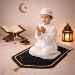FAF Custom Baby Janamaz Prayer Mat | Customize Kids Islamic Prayer Rug for Boy & Girl (1 to 10) | Soft Thick Namaz Mat, Portable Travel Janemaaz | Mussalla for Home, Mosque, Hajj & Umrah (Black) - Image 2