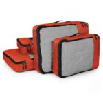 FATMUG Polyester Packing Cubes Travel Pouch Bag, Clothes Organiser Set Of 4 (2 Large And 2 Medium) - Orange - Image 2