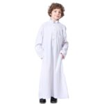 FYMNSI Arabic Thobe For Muslim Boys Robes Long Sleeve Kaftan With Pockets Solid Color Middle East Abayas Dubai Clothing 4-14T - Image 2