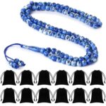 Ferreferreve 12 Sets Muslim Tasbih 99 Rosary Beads 8mm Green Islam Prayer with Allah Names Engraved Ramadan Muslim Gift, Islamic Ceremony Religious Eid Ramadan Gift for Men and Women(Blue) - Image 2