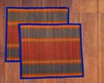 Floor Mats 18x18 Inches Natural Fiber/River Grass/Madurkathi Handcrafted Pooja Floor Mats/Sitting Mat/Meditation Prayer Mat/Chatai/Aasan (Blue, Set of 2) - Image 2