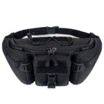 GROS Tactical Waist Bag for Men & Women, Multi Pocket Utility Fanny Pack, Adjustable Belt, Water Resistant Outdoor Travel Hiking Running Belt Bag (Black/Army Green) (Black) - Image 2