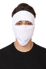 Gajraj Unisex Cotton Anti Pollution Dust Sun Protecion Full Face Cover Mask with Air Filter Mesh and Visor (White) (Plain Mask) - Image 2