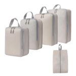Gritty 5 Piece Compression Packing Cubes for Travel Expandable Suitcase Organizer Set with Shoe Bag Lightweight Nylon Travel Bags for Carry-on Luggage Backpacking & Essentials(Beige) - Image 2