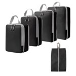 Gritty 5 Piece Compression Packing Cubes for Travel Expandable Suitcase Organizer Set with Shoe Bag Lightweight Nylon Travel Bags for Carry-on Luggage Backpacking & Essentials(Black) - Image 2