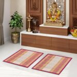 Handmade Heat Resistant Mats for Prayer Meditation Picnic | Madurkathi Chatai mat Natural River Korai Grass | Set of 2 - Sangreal Maroon - Image 2