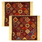Heart Home Velvet Prayer Mat | Meditation Carpet | Pooja Aasan | Rangoli Square Traditional Mat | Small | Pack of 2 | Multicolor - Image 2