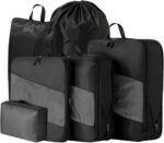 House of Quirk Polyester Compression Packing Cubes, 6 Set Travel Organizer Compressible Essentials Packing Organizers (Black) - Image 2