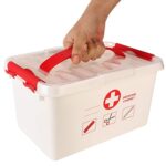 IMPEX First Aid Kit Box Lockable Medicine Storage Box Family Emergency Kit Cabinet Organizer with Detachable Tray and Handle Portable for Home Camping Travel Hiking - Image 2