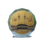 Islamic Acrylic Decor with Allah & Muhammad Design | Mecca Kaaba Showpiece | 9 cm Table Decor | Self Adhesive Home Decoration Item for Living Room, Office, Gift - Image 2