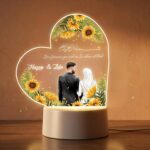 Islamic Couple Acrylic LED Lamp | Personalized Name Muslim Wedding Nikah Gift Night Light | Elegant Calligraphy Bedroom Decor Warm White Glow USB Powered Table Lamp | (5.5x5.5 Inch) - Image 2